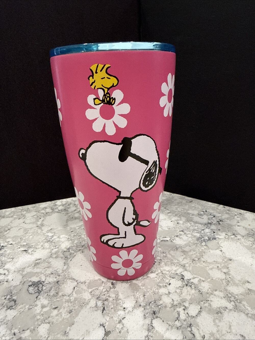 Peanuts Snoopy Joe Cool Woodstock Pink Travel Tumbler Cup Zrike 20 oz
